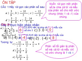 Bài giảng Đại số Khối 6 - Chương 3 - Bài 10: Phép nhân phân số