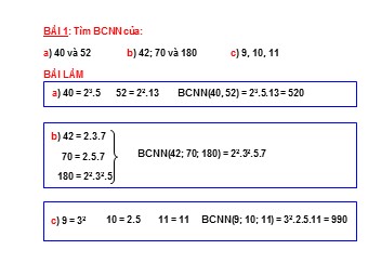 Bài giảng Đại số Lớp 6 - Chương 1 - Bài 18: Bài tập bội chung nhỏ nhất