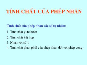 Bài giảng Đại số Lớp 6 - Chương 2 - Bài 12: Tính chất của phép nhân