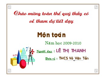 Bài giảng Đại số Lớp 6 - Chương 2 - Bài 4: Cộng hai số nguyên cùng dấu - Lê Thị Thanh