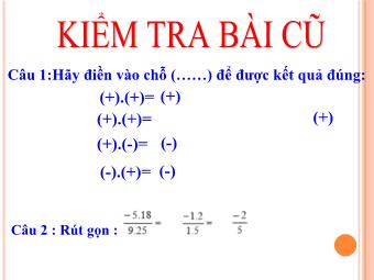 Bài giảng Đại số Lớp 6 - Chương 3 - Bài 10: Phép nhân phân số (Chuẩn kiến thức)