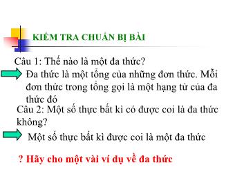 Bài giảng Đại số Lớp 8 - Chương 2 - Bài 1: Phân thức đại số