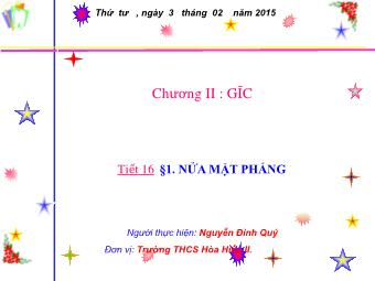 Bài giảng Hình học Lớp 6 - Chương 2 - Bài 1: Góc - Nguyễn Đình Quý