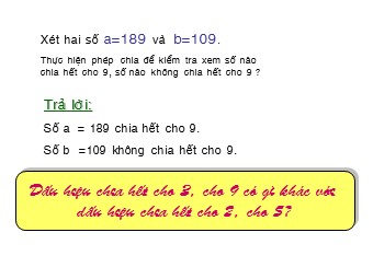 Bài giảng môn Đại số Khối 6 - Chương 1 - Bài 12: Dấu hiệu chia hết cho 3, cho 9