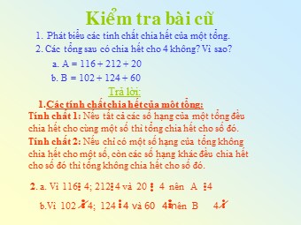 Bài giảng môn Đại số Lớp 6 - Chương 1 - Bài 11: Dấu hiệu chia hết cho 2 và 5 (Chuẩn kiến thức)