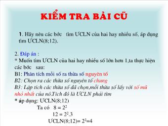 Bài giảng môn Đại số Lớp 6 - Chương 1 - Bài 18: Bội chung nhỏ nhất (Chuẩn kiến thức)