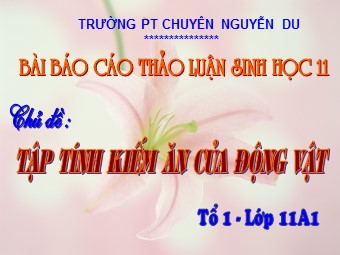 Chủ đề Tập tính kiếm ăn của động vật - Trường THPT Nguyễn Du