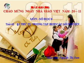 Bài giảng Đại số Khối 6 - Chương 2 - Bài 3: Thứ tự trong tập hợp các số nguyên