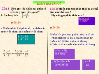 Bài giảng Đại số Khối 8 - Chương 2 - Bài 5: Phép cộng các phân thức đại số (Bản mới)