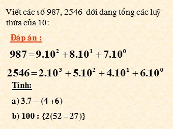 Bài giảng Đại số Lớp 6 - Chương 1 - Bài 9: Thứ tự thực hiện các phép tính (Bản chuẩn kiến thức)