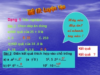 Bài giảng Đại số Lớp 6 - Tiết 17: Luyện tập (Bản đẹp)