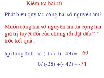 Bài giảng Đại số Lớp 6 - Tiết 47: Luyện tập (Bản hay)