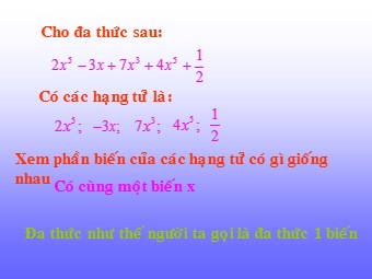 Bài giảng Đại số Lớp 8 - Chương 1 - Bài 1: Nhân đơn thức với đa thức