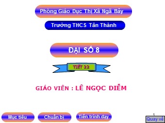 Bài giảng Đại số Lớp 8 - Chương 2 - Bài 1: Phân thức đại số - Lê Ngọc Diễm