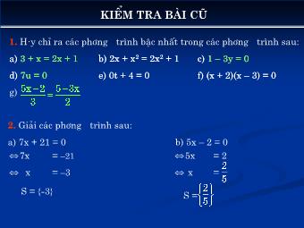 Bài giảng Đại số Lớp 8 - Chương 3 - Bài 3: Phương trình đưa được về dạng ax+b=0 (Chuẩn kiến thức)