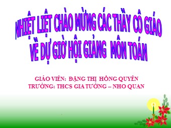 Bài giảng Đại số Lớp 8 - Chương 3 - Bài 5: Phương trình chứa ẩn ở mẫu - Đặng Thị Hồng Quyên