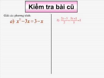 Bài giảng Đại số Lớp 8 - Chương 3 - Bài 5: Phương trình chứa ẩn ở mẫu (Chuẩn kĩ năng)