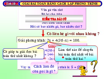 Bài giảng Đại số Lớp 8 - Chương 3 - Bài 6: Giải bài toán bằng cách lập phương trình (Bản chuẩn kiến thức)