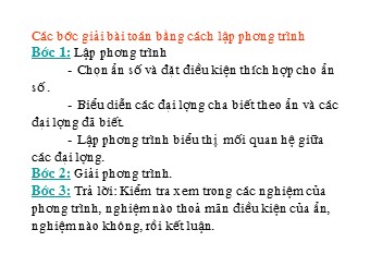 Bài giảng Đại số Lớp 8 - Chương 3 - Bài 7, Phần 2: Giải bài toán bằng cách lập phương trình (Bản đẹp)