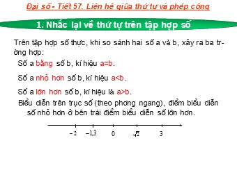 Bài giảng Đại số Lớp 8 - Chương 4 - Bài 1: Liên hệ giữa thứ tự và phép cộng (Chuẩn kĩ năng)