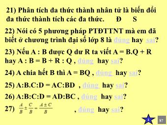 Bài giảng Đại số Lớp 8 - Ôn tập chương 2 (Bản hay)