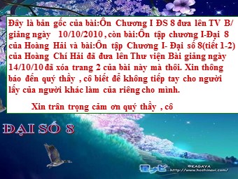 Bài giảng Đại số Lớp 8 - Tiết 19: Ôn tập chương I