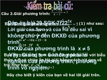 Bài giảng Đại số Lớp 8 - Tiết 50: Luyện tập