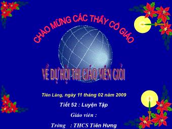 Bài giảng Đại số Lớp 8 - Tiết 52: Luyện tập - Trường THCS Tiên Hưng