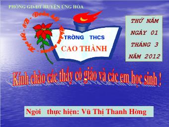 Bài giảng Đại số Lớp 8 - Tiết 54: Ôn tập chương 3 - Vũ Thị Thanh Hường