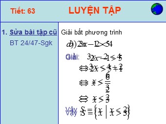 Bài giảng Đại số Lớp 8 - Tiết 63: Luyện tập (Bản đẹp)