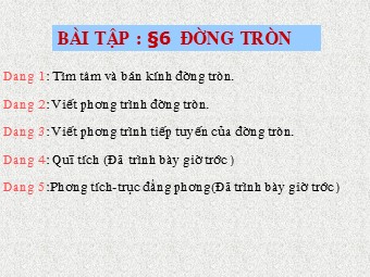 Bài giảng Hình học Lớp 8 - Bài tập đường tròn