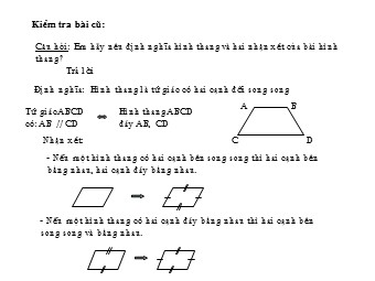 Bài giảng Hình học Lớp 8 - Tiết 12: Hình bình hành