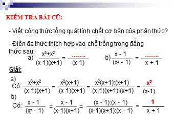 Bài giảng môn Đại số Lớp 8 - Chương 2 - Bài 3: Rút gọn phân thức (Bản hay)