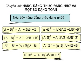 Chuyên đề Hằng đẳng thức đáng nhớ và một số dạng toán