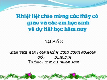 Bài giảng Đại số Lớp 8 - Chương 2 - Bài 1: Phân thức đại số - Nguyễn Thị Thu Giang