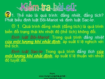 Bài giảng môn Vật lí Lớp 10 - Bài 31: Phương trình trạng thái của khí lí tưởng