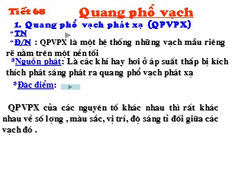 Bài giảng Vật lí Khối 12 - Quang phổ vạch