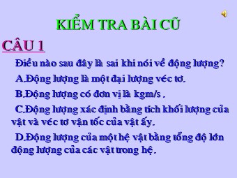 Bài giảng Vật lí Lớp 10 - Bài 23: Động lượng. Định luật bảo toàn động lượng (Bản mới)