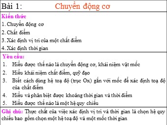 Bài giảng Vật lí Lớp 10 - Bài: Vận tốc trong chuyển động thẳng. Chuyển động thẳng đều