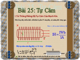 Bài giảng Vật lí Lớp 11 - Bài 25: Tự cảm (Chuẩn kiến thức)