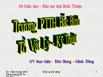 Bài giảng Vật lí Lớp 11 - Bài 26: Khúc xạ ánh sáng - Đức Hưng