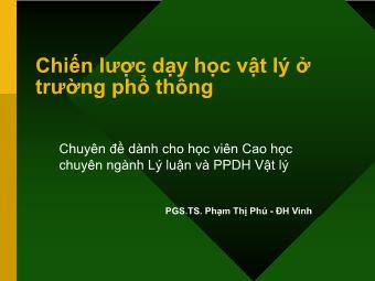 Đề tài Chiến lược dạy học vật lý ở trường phổ thông