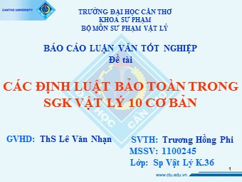 Luận văn Các định luật bảo toàn trong sách giáo khoa Vật lý 10 cơ bản