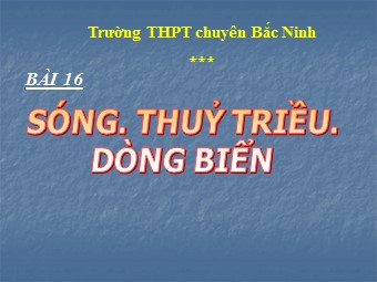 Bài giảng Địa lí Lớp 10 - Bài 16. Sóng. Thuỷ triều. Dòng biển - Trường THPT chuyên Bắc Ninh