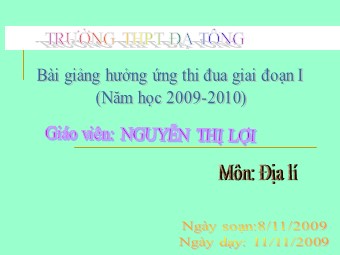 Bài giảng Địa lí Lớp 10 - Bài 23: Cơ cấu dân số - Nguyễn Thị Lợi