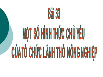 Bài giảng Địa lí Lớp 10 - Bài 33: Một số hình thức chủ yếu của tổ chức lãnh thổ công nghiệp (Chuẩn kiến thức)
