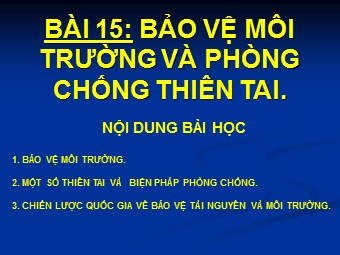Bài giảng Địa lí Lớp 12 - Bài 15: Bảo vệ môi trường và phòng chống thiên tai (Bản đẹp)