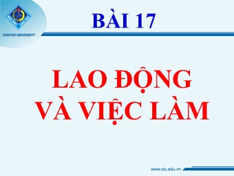Bài giảng Địa lí Lớp 12 - Bài 17: Lao động và việc làm (Bản hay)