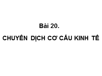 Bài giảng Địa lí Lớp 12 - Bài 20: Chuyển dịch cơ cấu kinh tế (Bản hay)