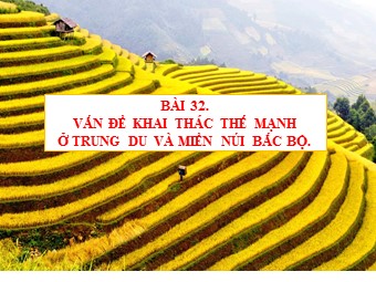 Bài giảng Địa lí Lớp 12 - Bài 32: Vấn đề khai thác thế mạnh ở trung du và miền núi Bắc Bộ (Bản hay)